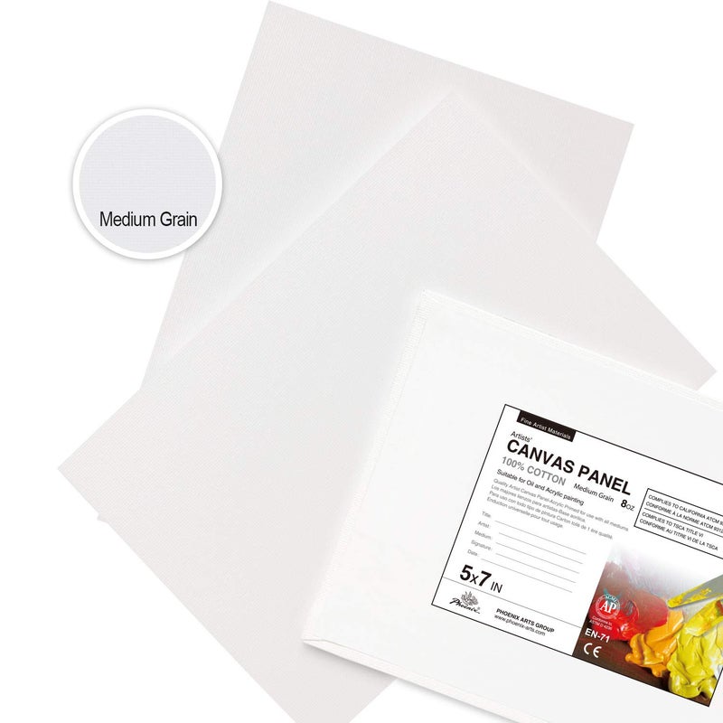 PHOENIX Small Painting Canvas Panels 5x7 Inch, 12 Value Pack - 8 Oz Triple Primed 100% Cotton Acid Free Canvas Boards for Painting, White Blank Flat Canvas Boards for Acrylic, Oil Paints - Image 3